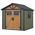 Abri de jardin 240 x 180 x 220 cm en bois vert et naturel avec double porte vitrée style chalet