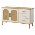 Buffet de rangement 150 x 40 x 80 cm en bois beige et naturel avec cannage style rétro