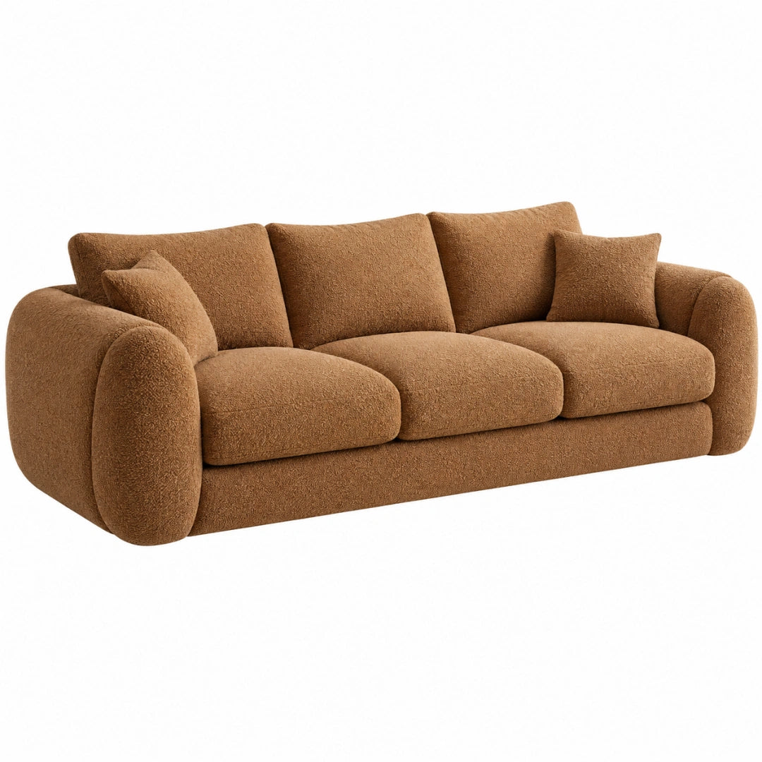 Canapé 3 places 230 x 100 x 85 cm en tissu bouclette marron style contemporain