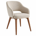Chaise avec accoudoirs 59 x 61 x 82 cm en tissu beige et bois style scandinave