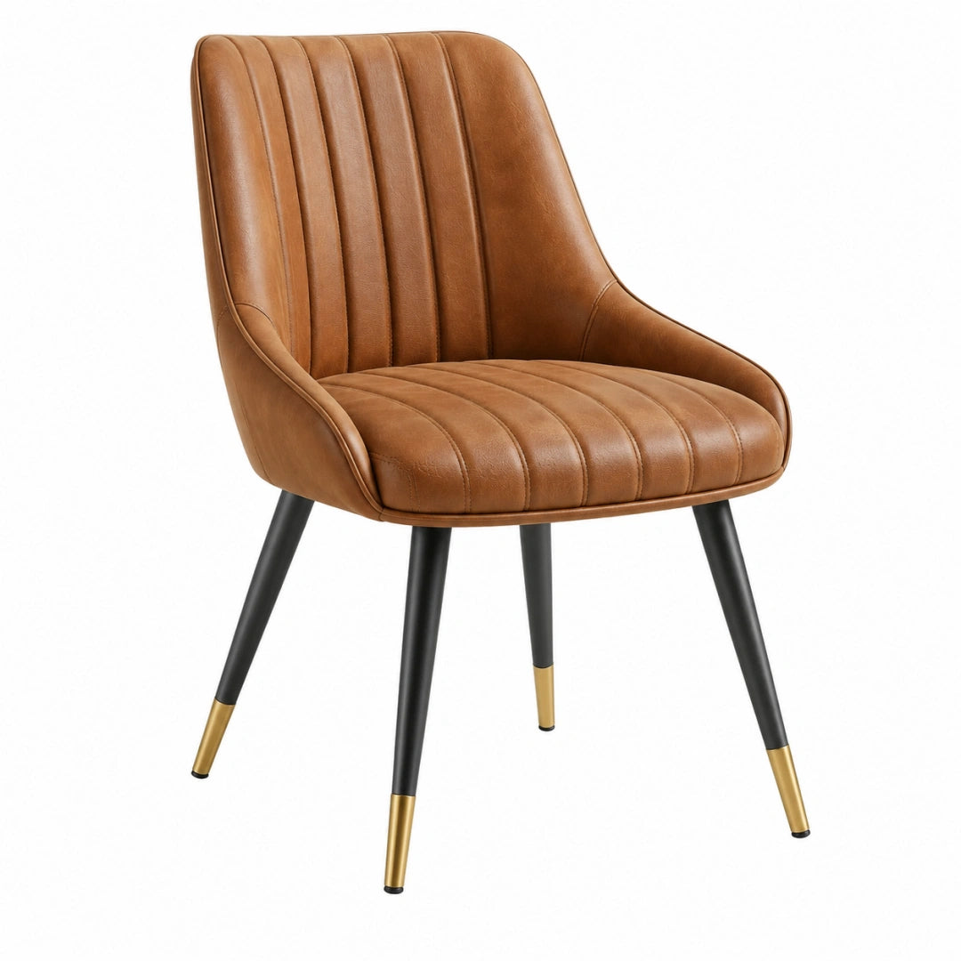 Chaise de salle à manger 58 x 61 x 85 cm marron revêtement synthétique style moderne