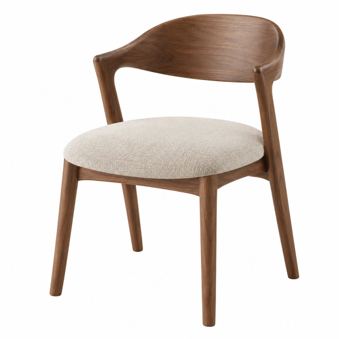 Chaise de salle à manger 55 x 57 x 78 cm en bois marron avec assise tissu beige style contemporain