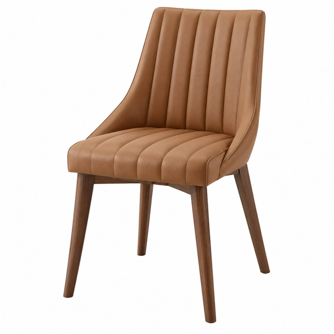 Chaise de salle à manger 50 x 61 x 88 cm aspect cuir camel pieds en bois style contemporain