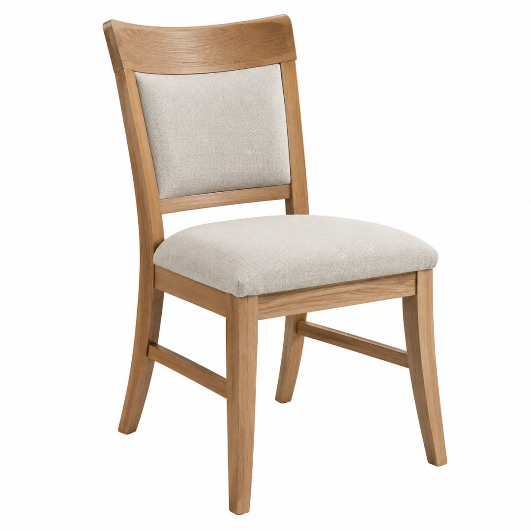Chaise de salle à manger 48 x 58 x 96 cm bois naturel et tissu beige style contemporain