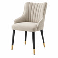Chaise de salle à manger 60 x 65 x 90 cm en tissu beige pieds en métal noir style contemporain