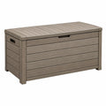 Coffre de rangement extérieur 120 x 56 x 63 cm en résine gris taupe avec couvercle