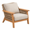 Fauteuil de jardin 75 x 80 x 85 cm en bois et corde tressée beige style naturel