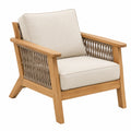 Fauteuil de jardin 75 x 80 x 82 cm en bois beige avec cordage style naturel