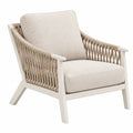 Fauteuil de jardin 76 x 78 x 86 cm en bois blanc et cordage beige style naturel