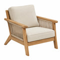 Fauteuil 75 x 80 x 85 cm en bois naturel et corde beige avec coussins style bohème