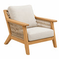 Fauteuil 75 x 80 x 82 cm en bois naturel et tissu beige style bohème tressé