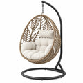 Fauteuil suspendu 100 x 100 x 195 cm en fibre tressée beige avec support acier noir style bohème