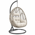 Fauteuil suspendu 105 x 105 x 195 cm en résine tressée beige avec support en acier style bohème