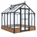 Serre de jardin 240 x 240 x 300 cm en métal verre et bois noir marron style victorien