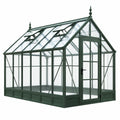 Serre de jardin 300 x 240 x 280 cm en métal vert et verre - style victorien avec lucarnes