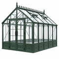 Serre de jardin 300 x 200 x 250 cm en métal et verre vert foncé style victorien