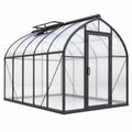 Serre de jardin 240 x 190 x 195 cm en aluminium noir et polycarbonate avec lucarne de toit