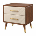Table de chevet 60 x 45 x 60 cm aspect bois brun et beige à 2 tiroirs style contemporain