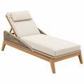 Chaise longue de jardin 200 cm en bois naturel et textile beige avec dossier inclinable