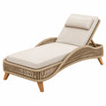 Chaise longue de jardin 200 x 75 cm corde tressée beige dossier inclinable style contemporain