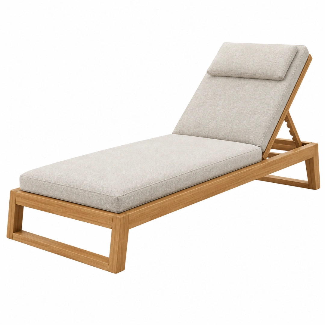 Chaise longue 200 x 70 cm en bois beige réglable pour extérieur