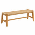 Banc 120 x 35 x 45 cm en bois et corde tressée naturel style rustique